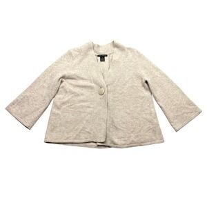 Sarah Spencer Lambswool Angora Cardigan Sweater Beige Button Front Womens M